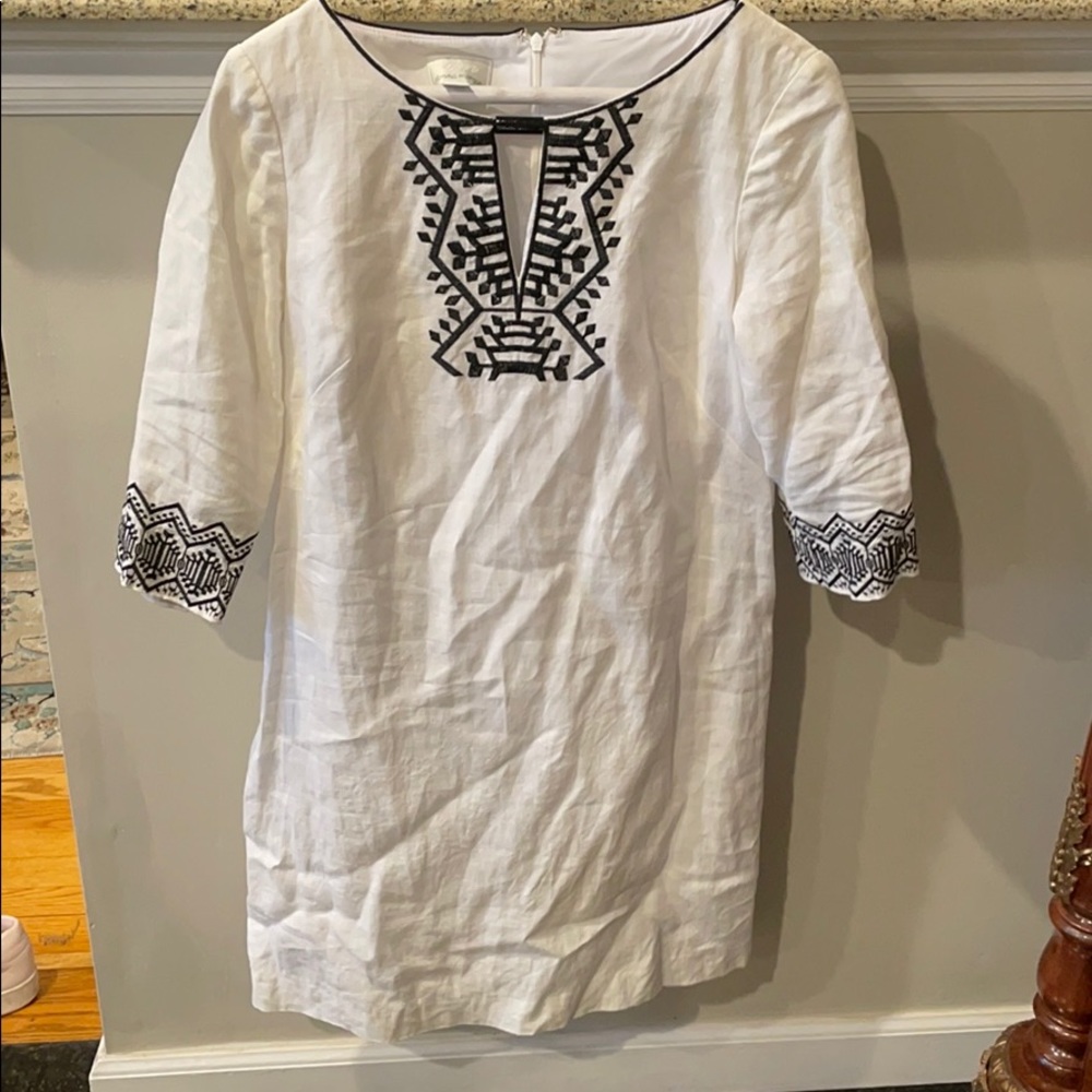 Donna Morgan Linen Embroidered Dress